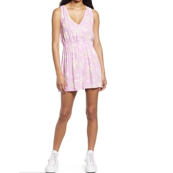 bp Pants - BP Nordstrom Womens Anna V-Neck Mini Romper~Size M~Pink Purple Spring NWT L1 35